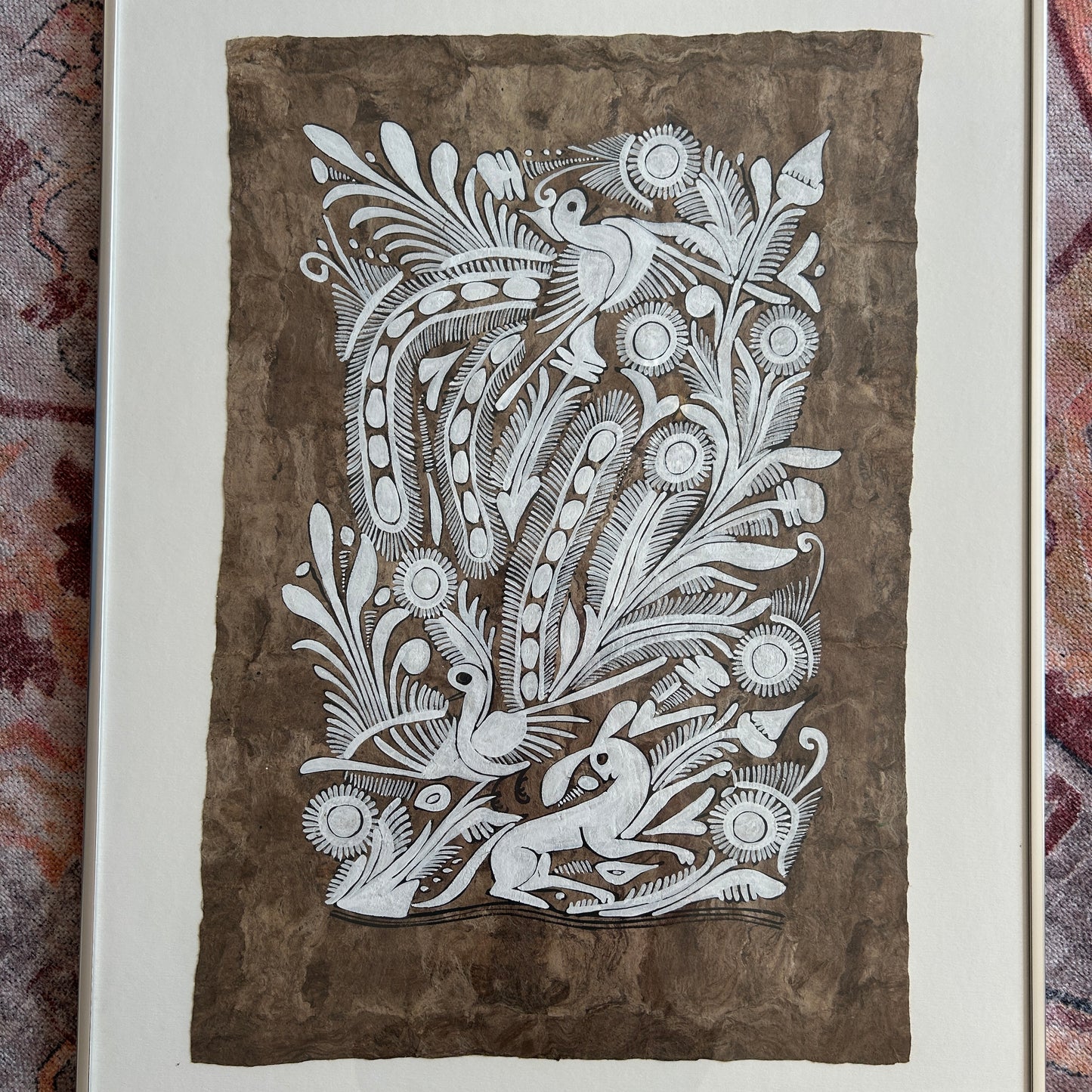 Large Mexican Folk Art Bark Painting