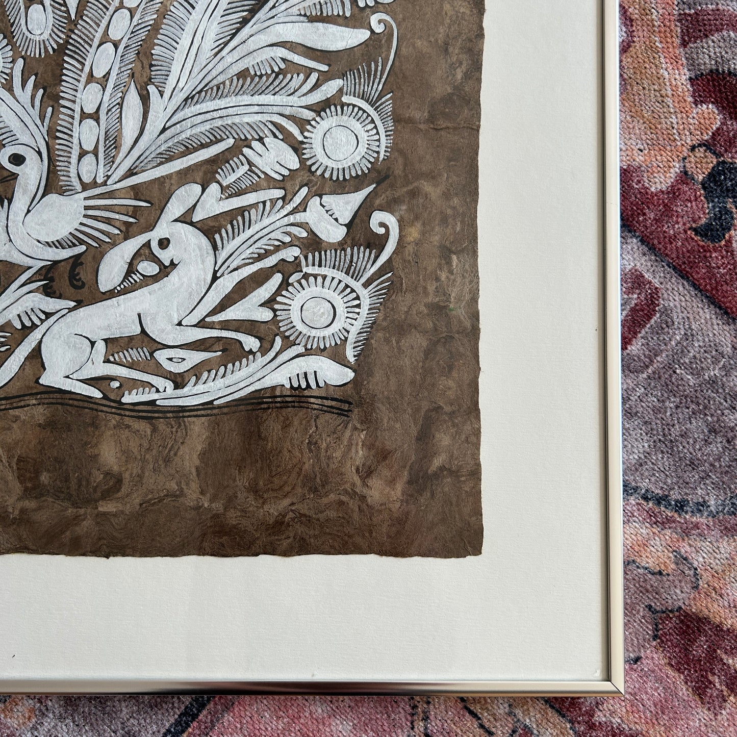 Large Mexican Folk Art Bark Painting