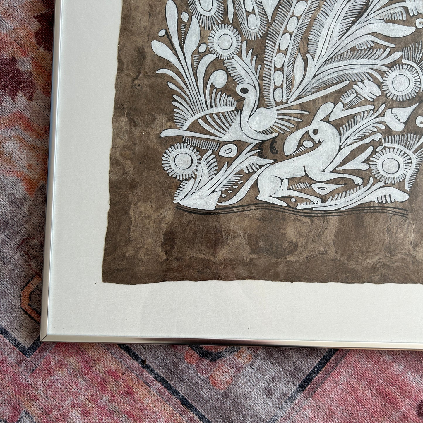 Large Mexican Folk Art Bark Painting