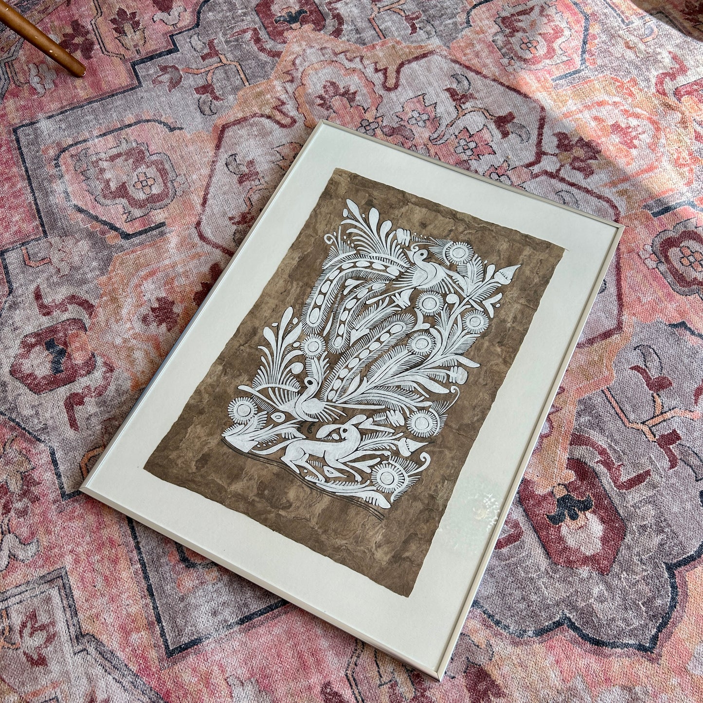 Large Mexican Folk Art Bark Painting