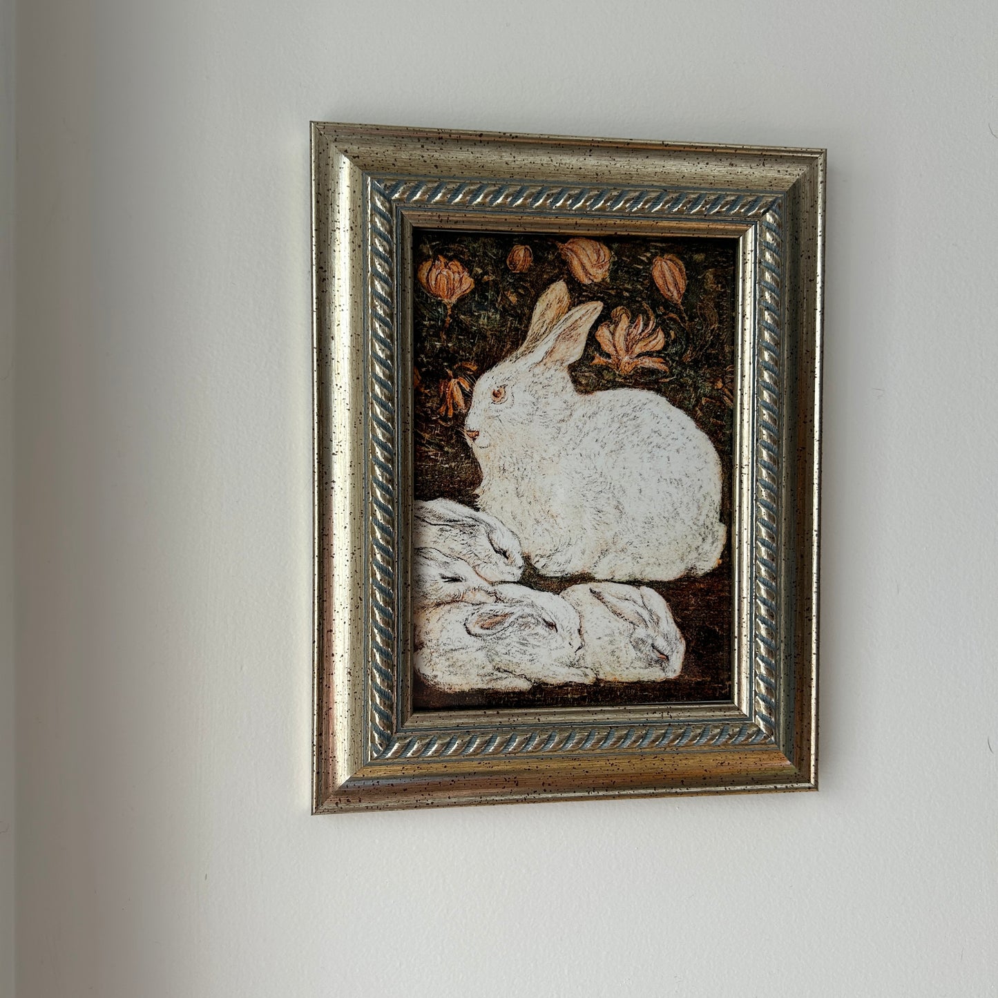 Vintage Rabbit Family Art Print | Golden Frame
