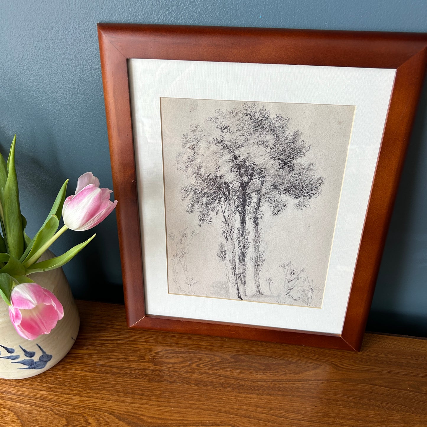 Vintage Tree Sketch Art Print | Wooden Frame
