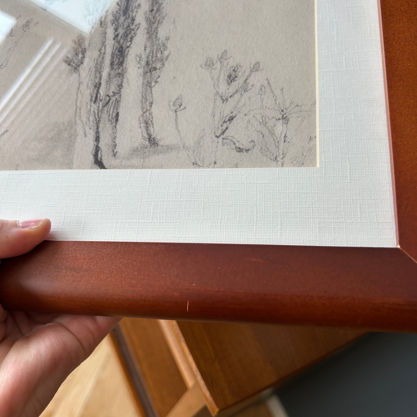 Vintage Tree Sketch Art Print | Wooden Frame