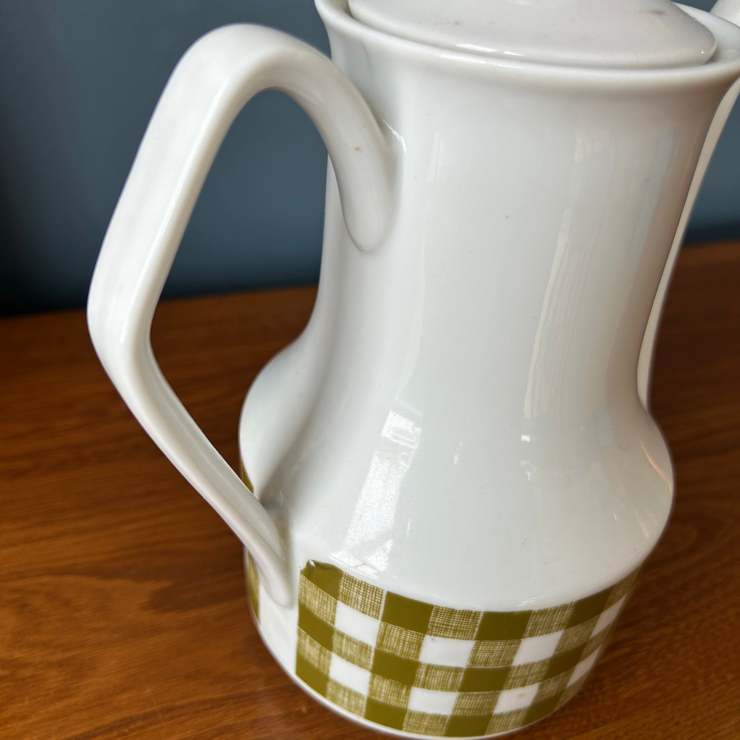 Vintage Japanese Teapot | Green Checkered Pattern