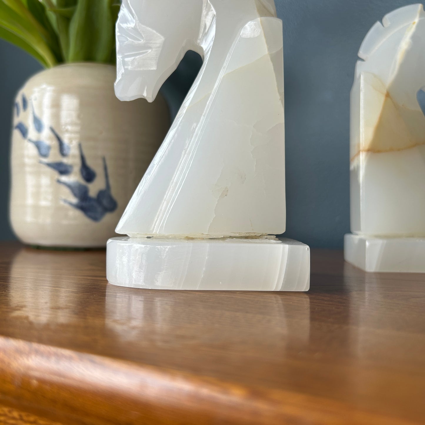 Vintage Onyx Horse Head Bookends