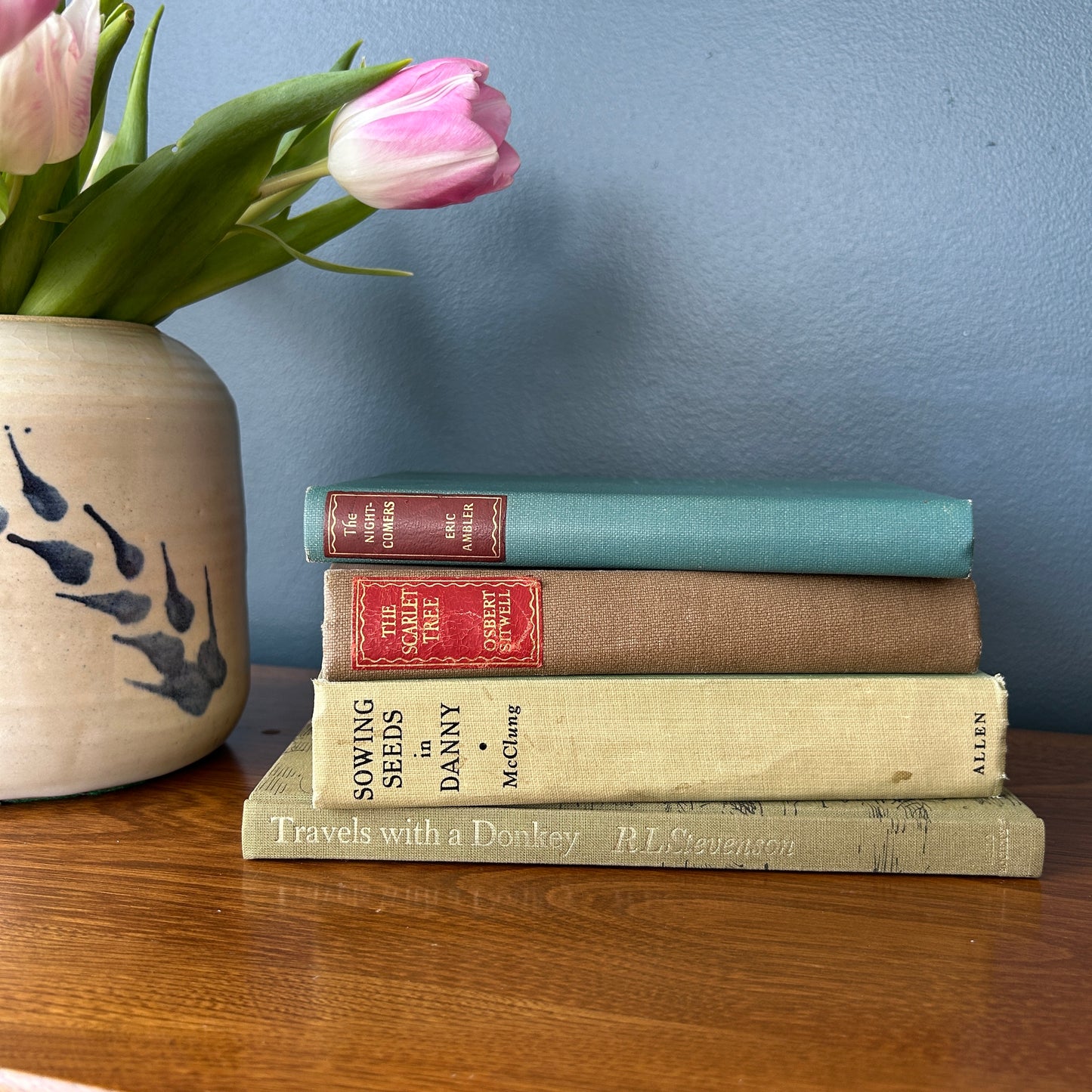 Vintage Green Cloth Covered Book Set