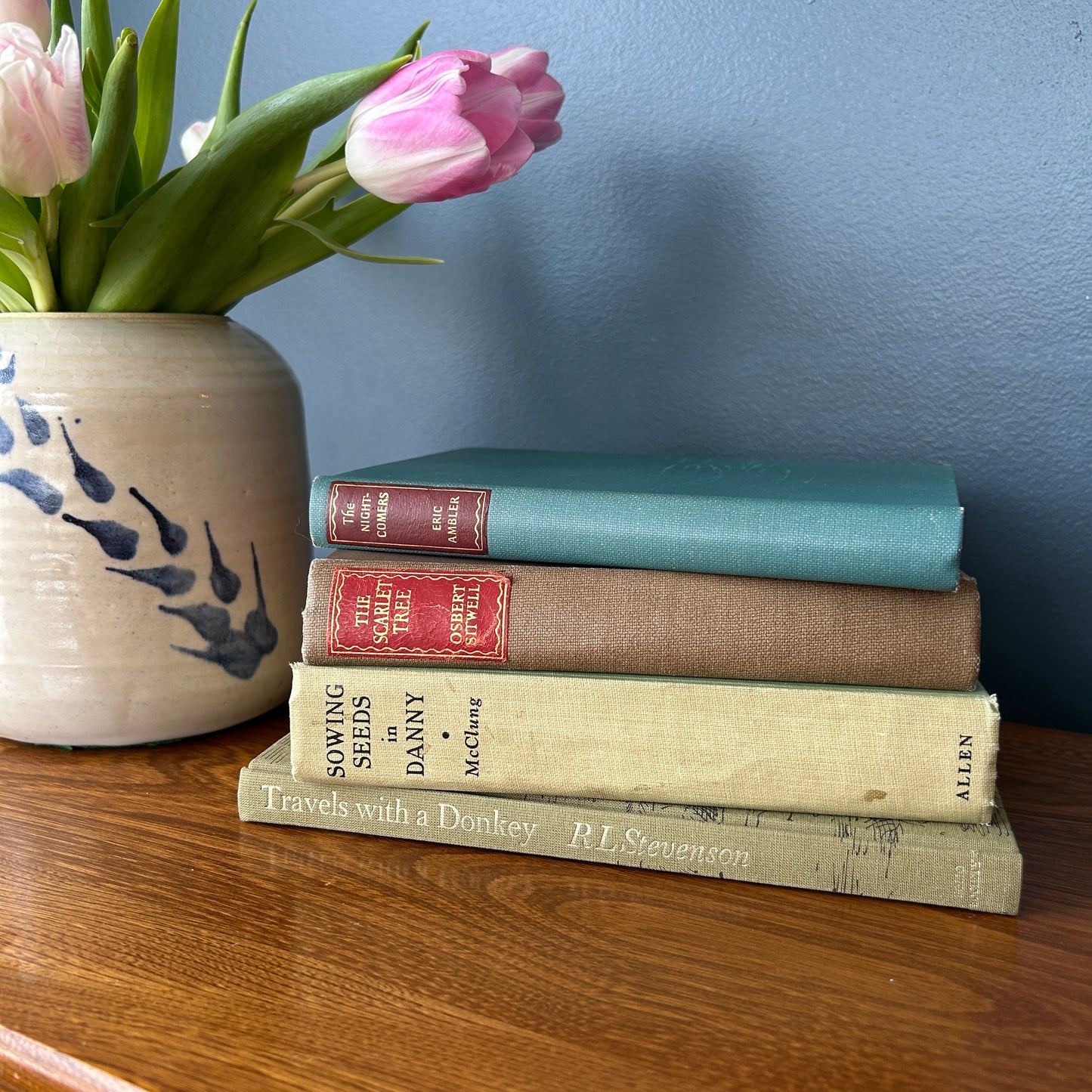 Vintage Green Cloth Covered Book Set
