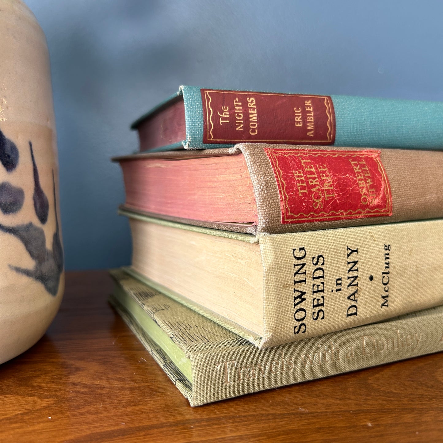 Vintage Green Cloth Covered Book Set