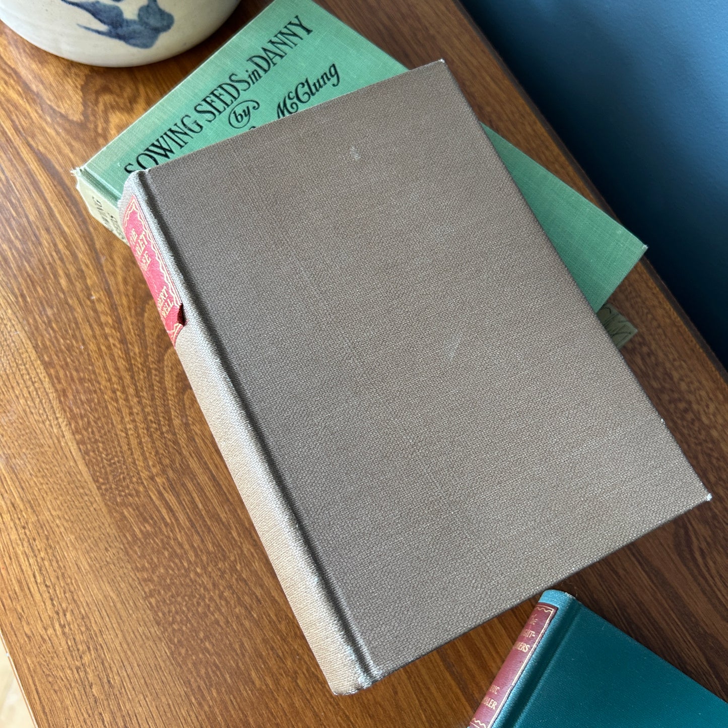 Vintage Green Cloth Covered Book Set