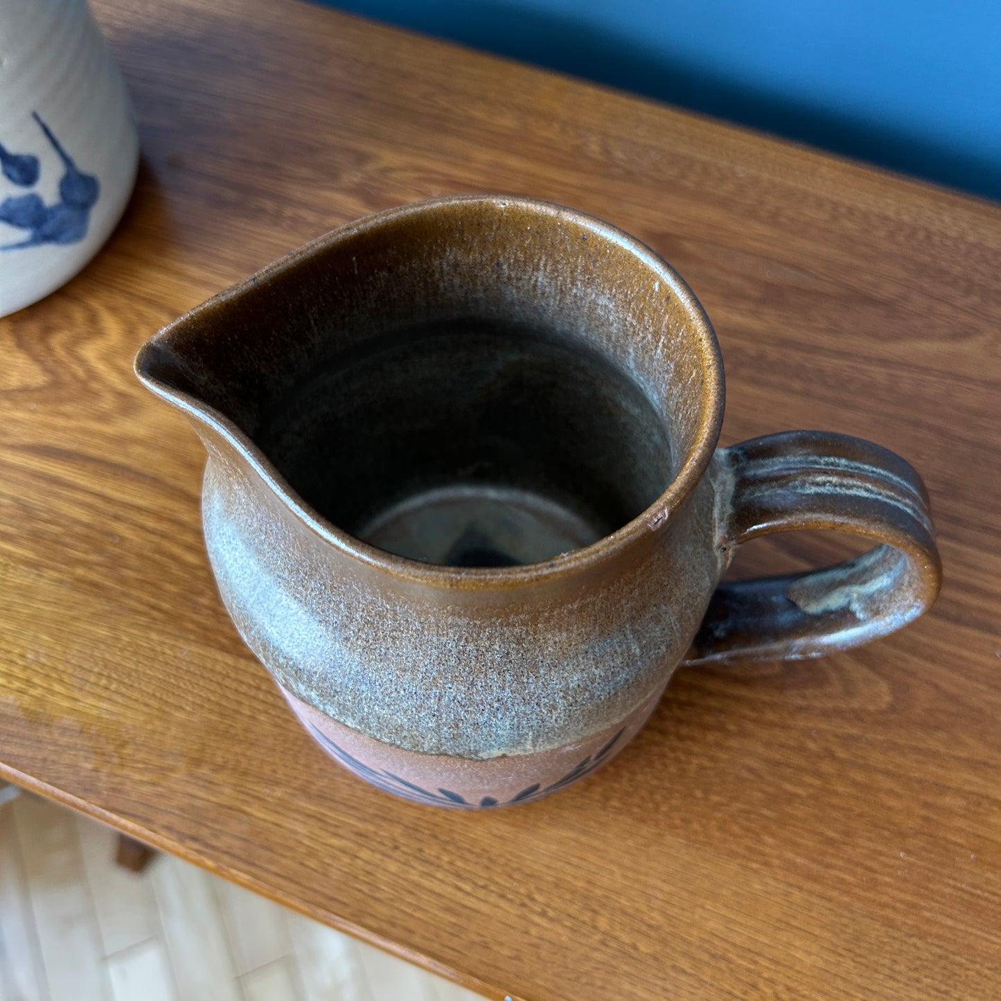 Vintage Studio Pottery Pitcher | Botanical Neutral