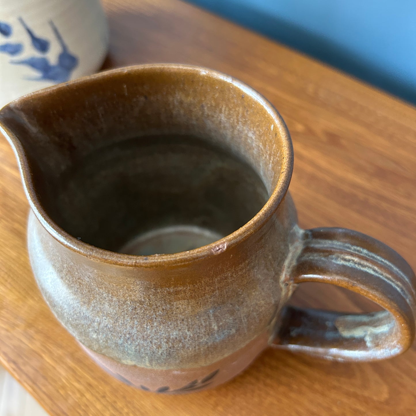 Vintage Studio Pottery Pitcher | Botanical Neutral