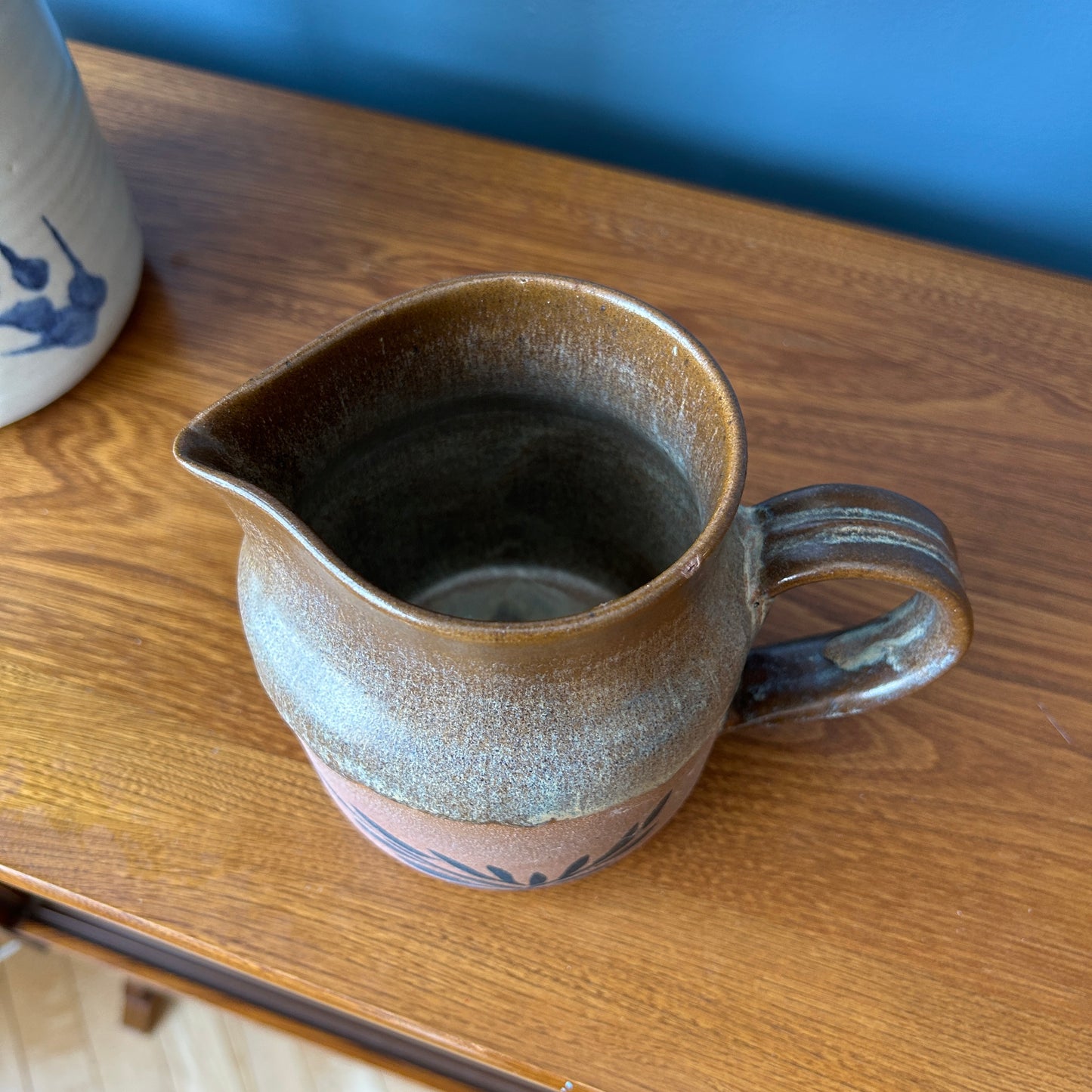 Vintage Studio Pottery Pitcher | Botanical Neutral