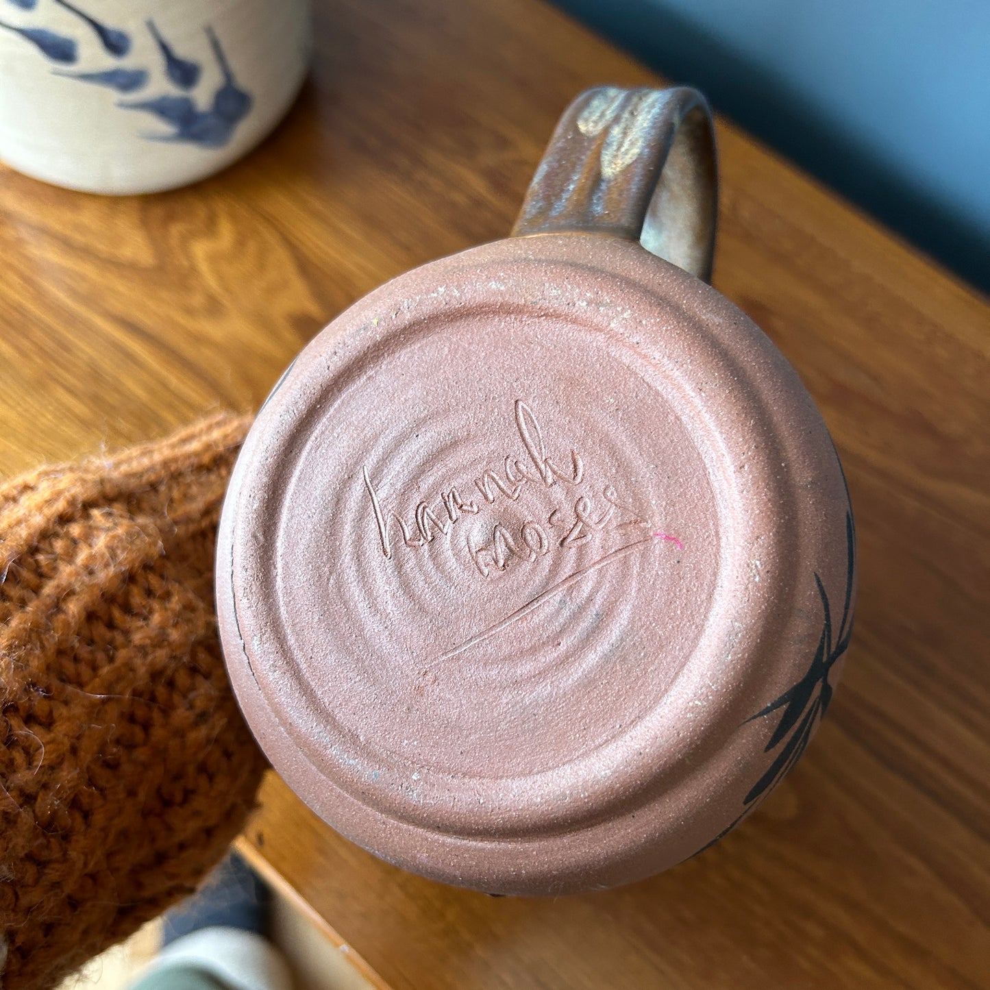Vintage Studio Pottery Pitcher | Botanical Neutral
