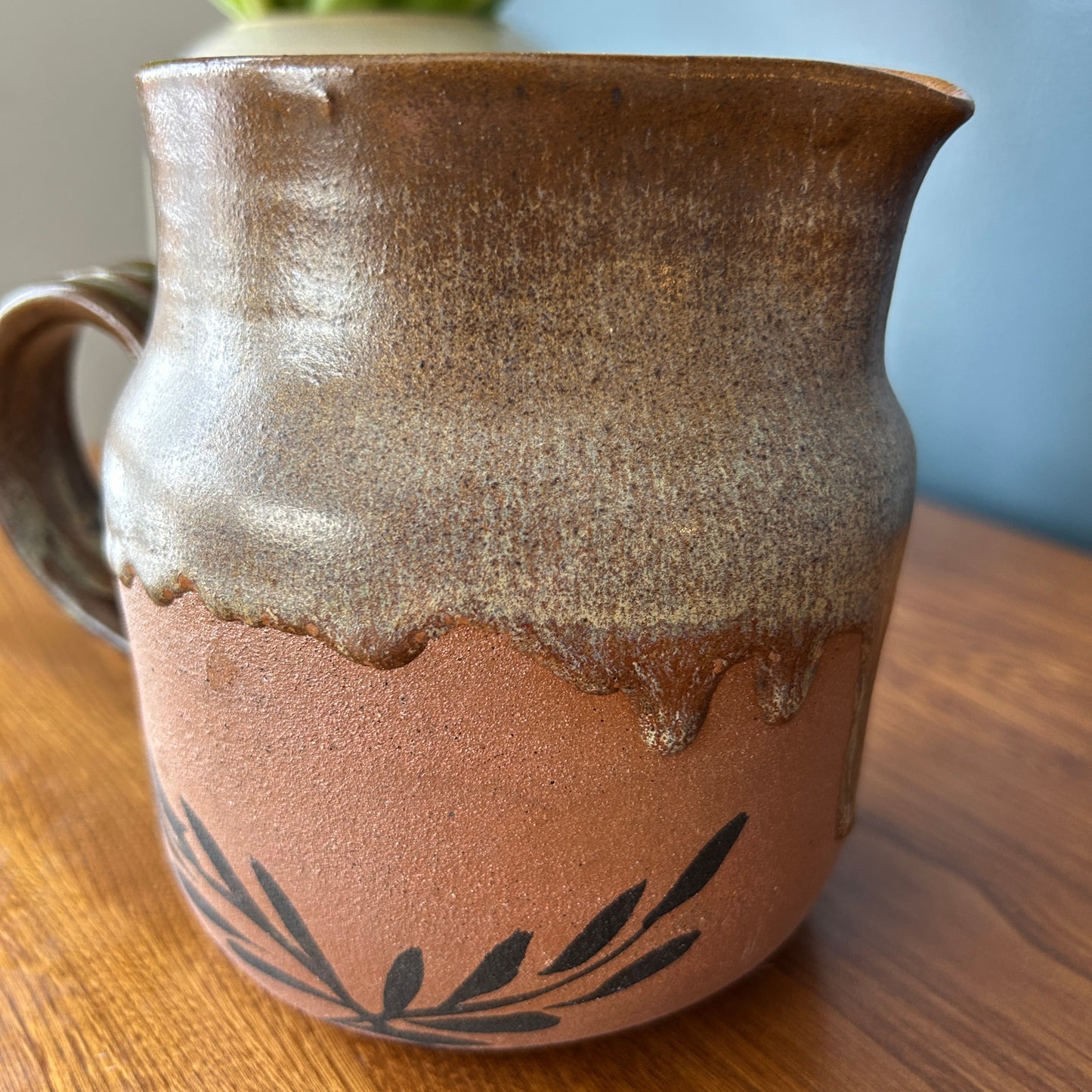 Vintage Studio Pottery Pitcher | Botanical Neutral