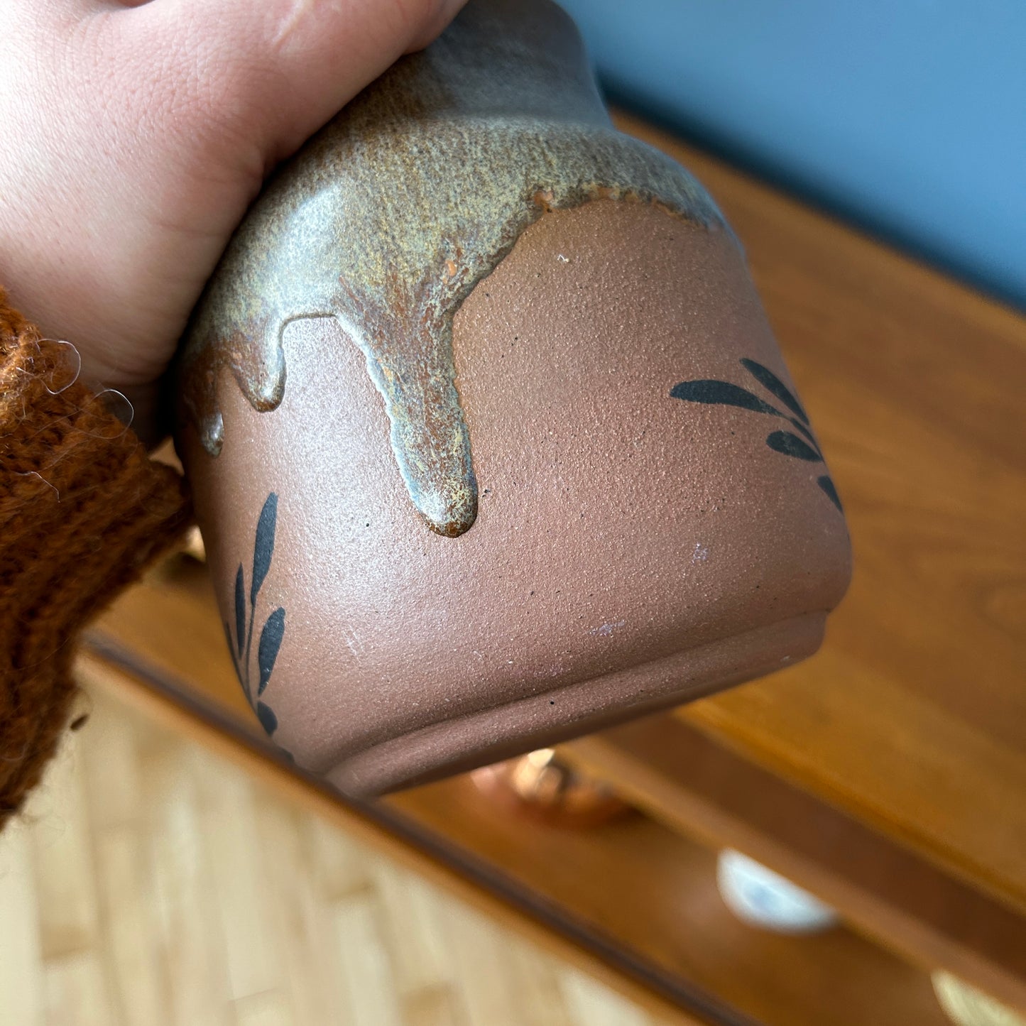 Vintage Studio Pottery Pitcher | Botanical Neutral
