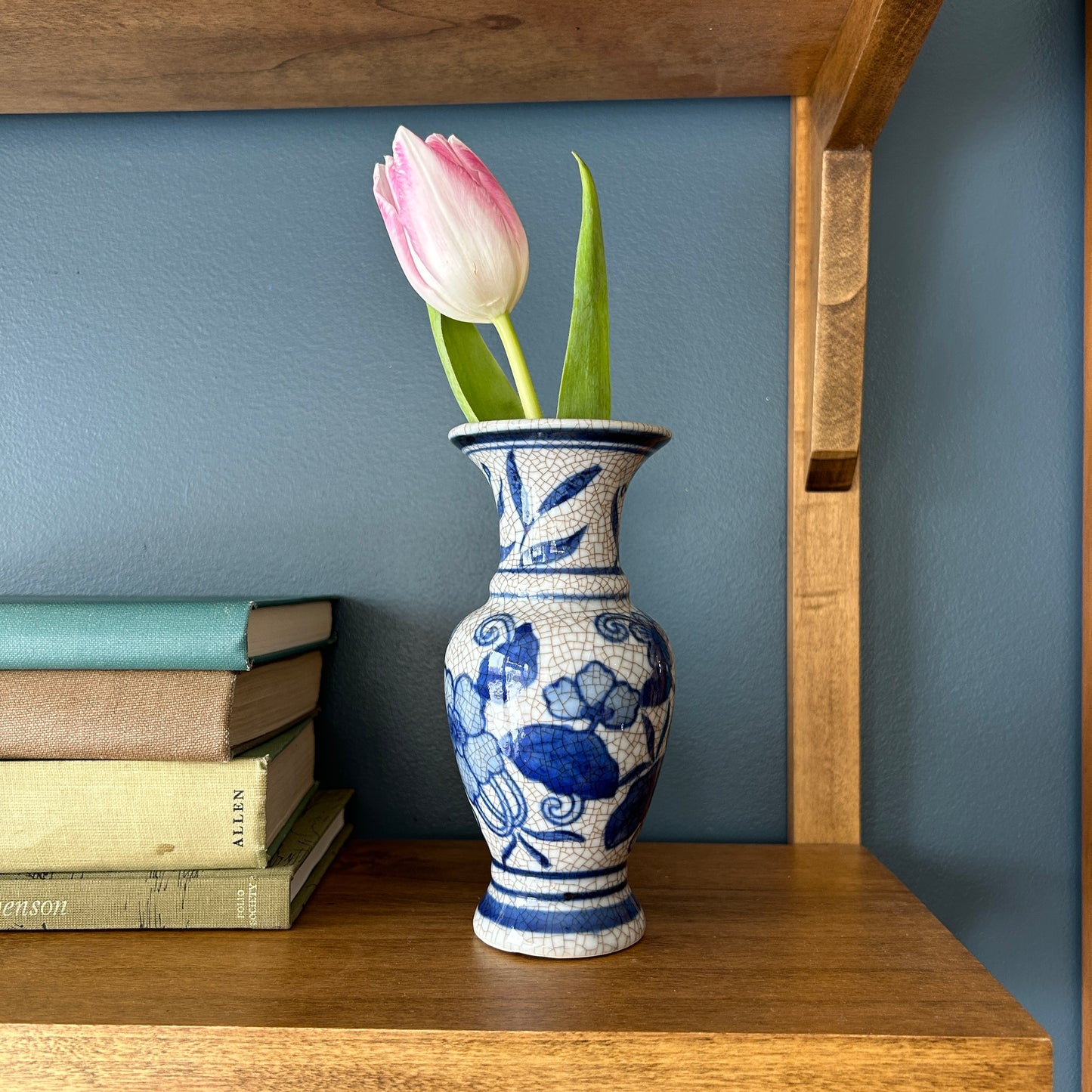 Vintage Blue Floral Vase