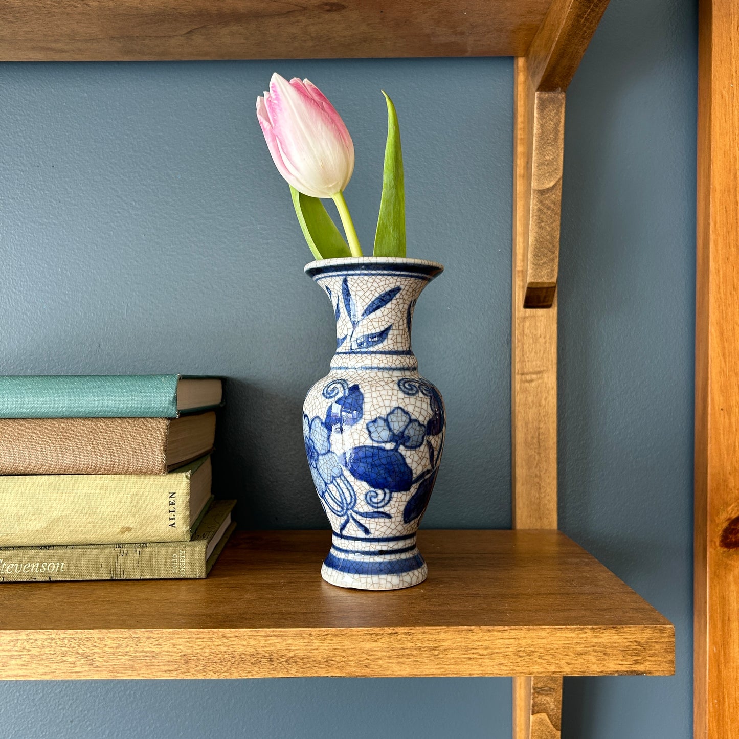 Vintage Blue Floral Vase