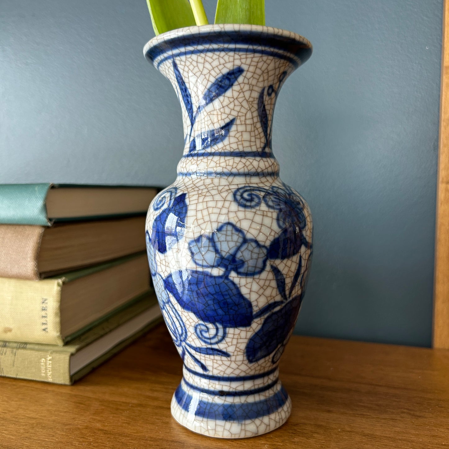 Vintage Blue Floral Vase