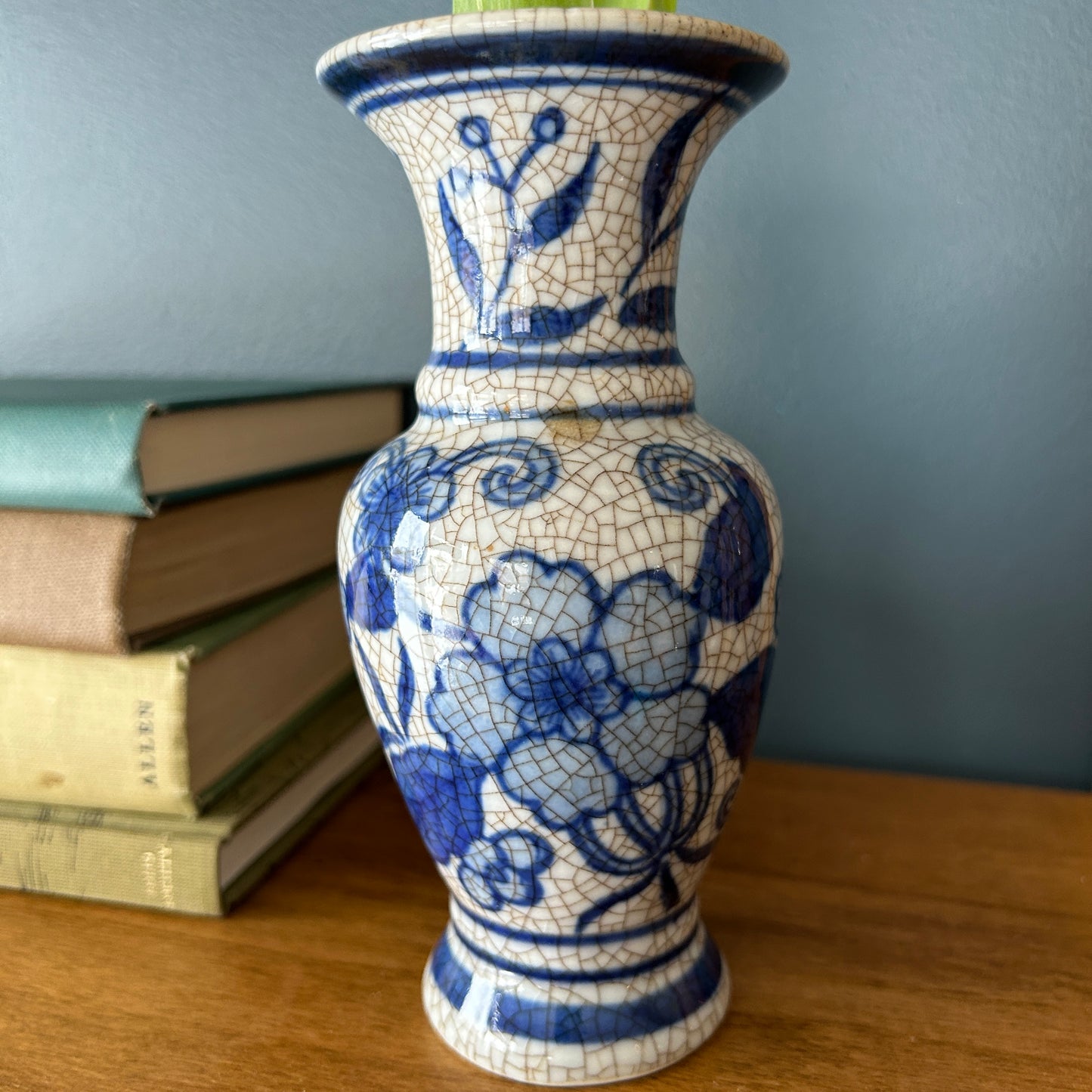 Vintage Blue Floral Vase
