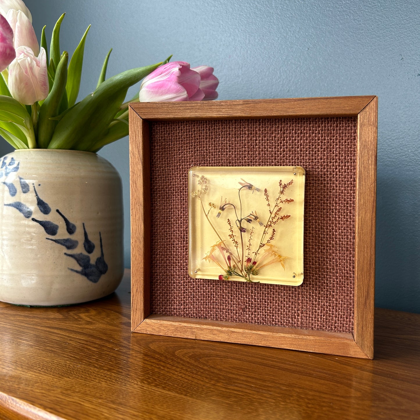 Vintage Dried Floral Art in Resin