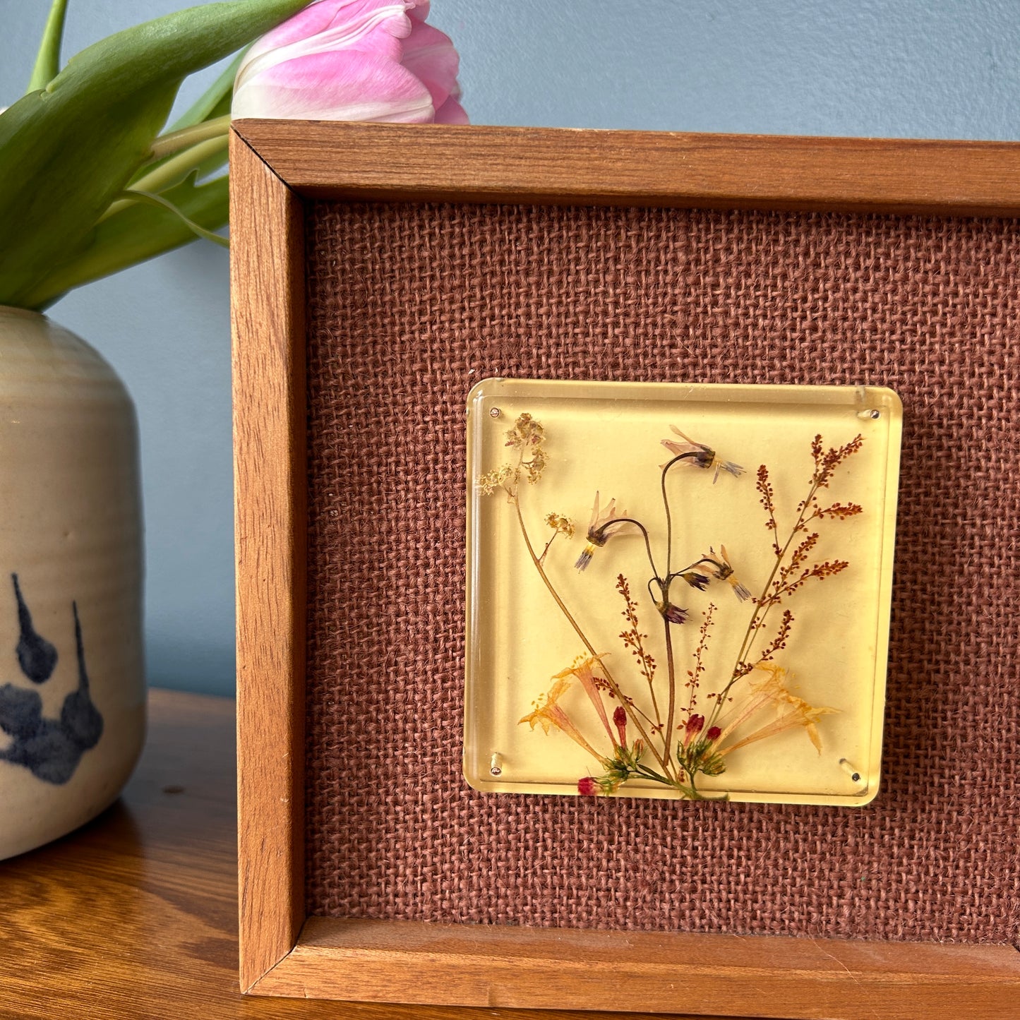 Vintage Dried Floral Art in Resin
