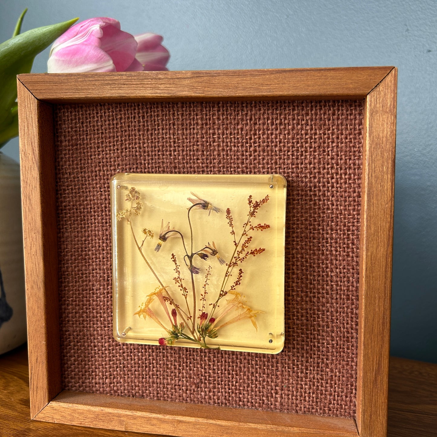 Vintage Dried Floral Art in Resin