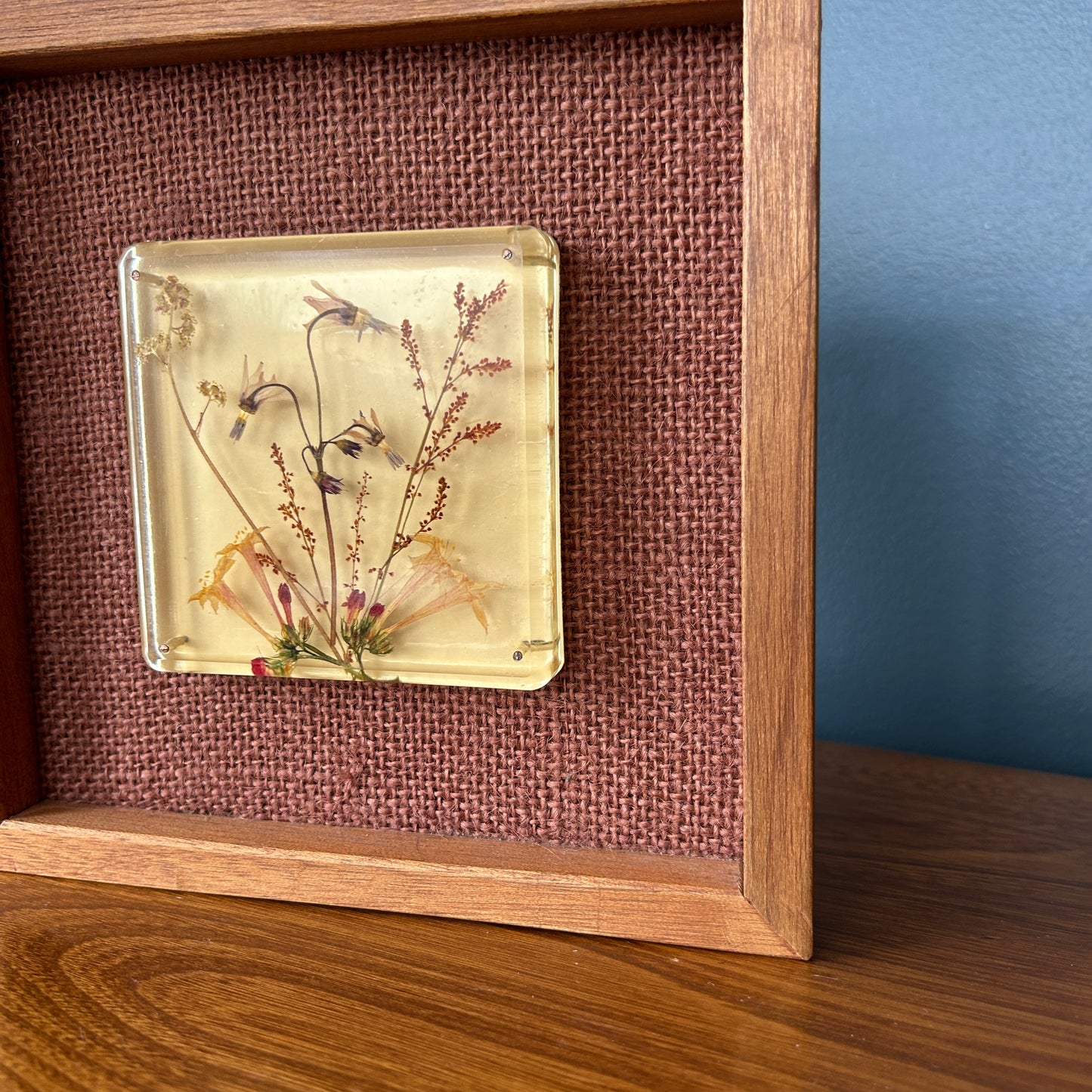 Vintage Dried Floral Art in Resin
