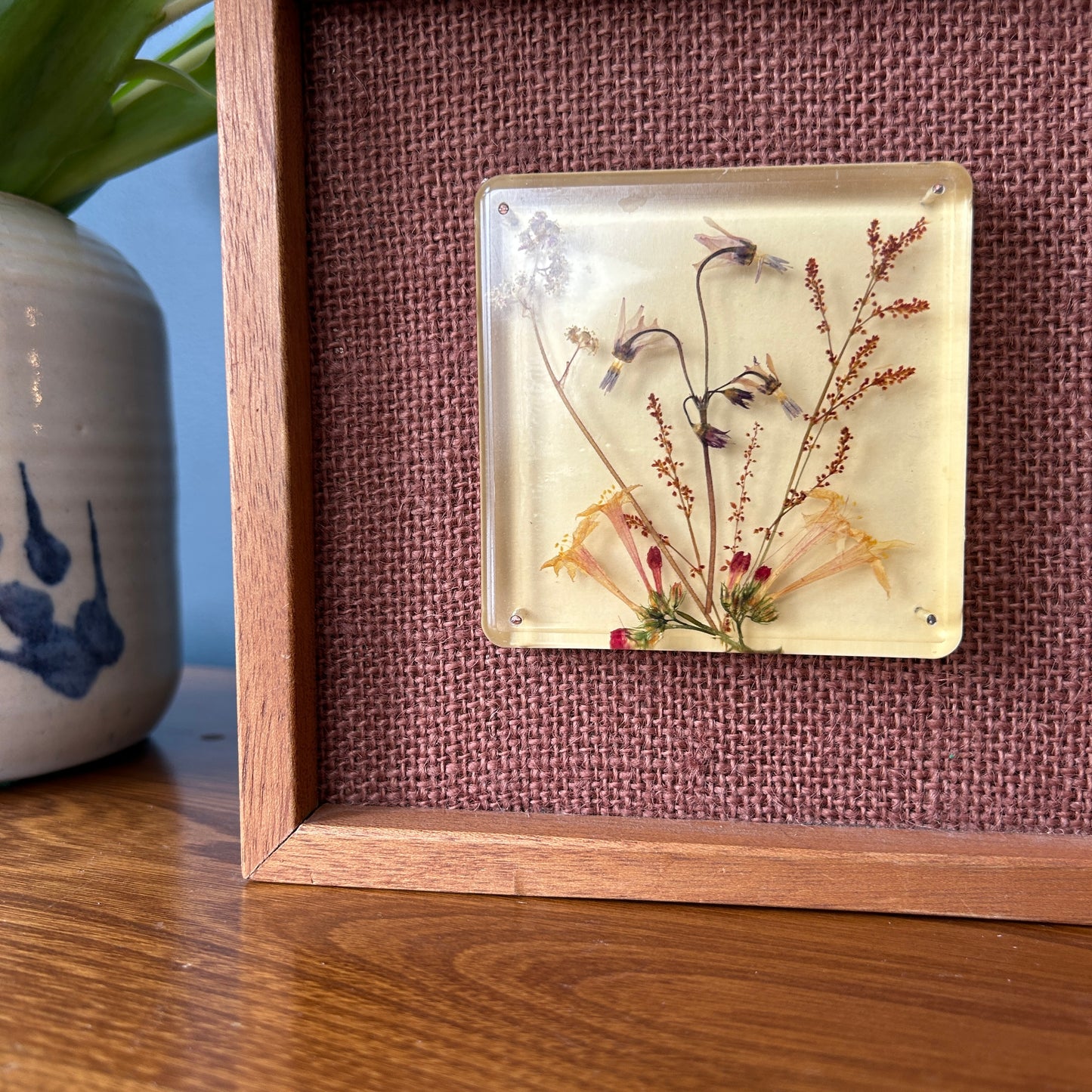 Vintage Dried Floral Art in Resin