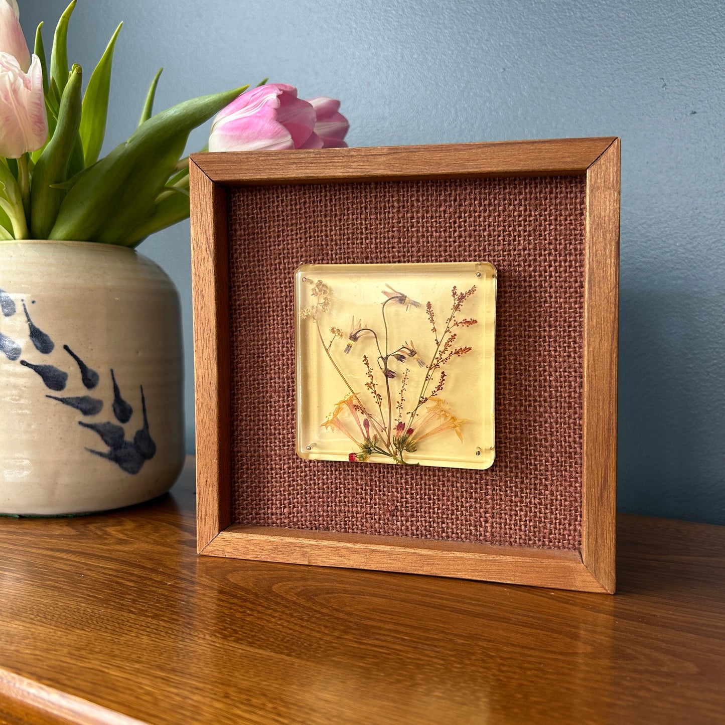 Vintage Dried Floral Art in Resin