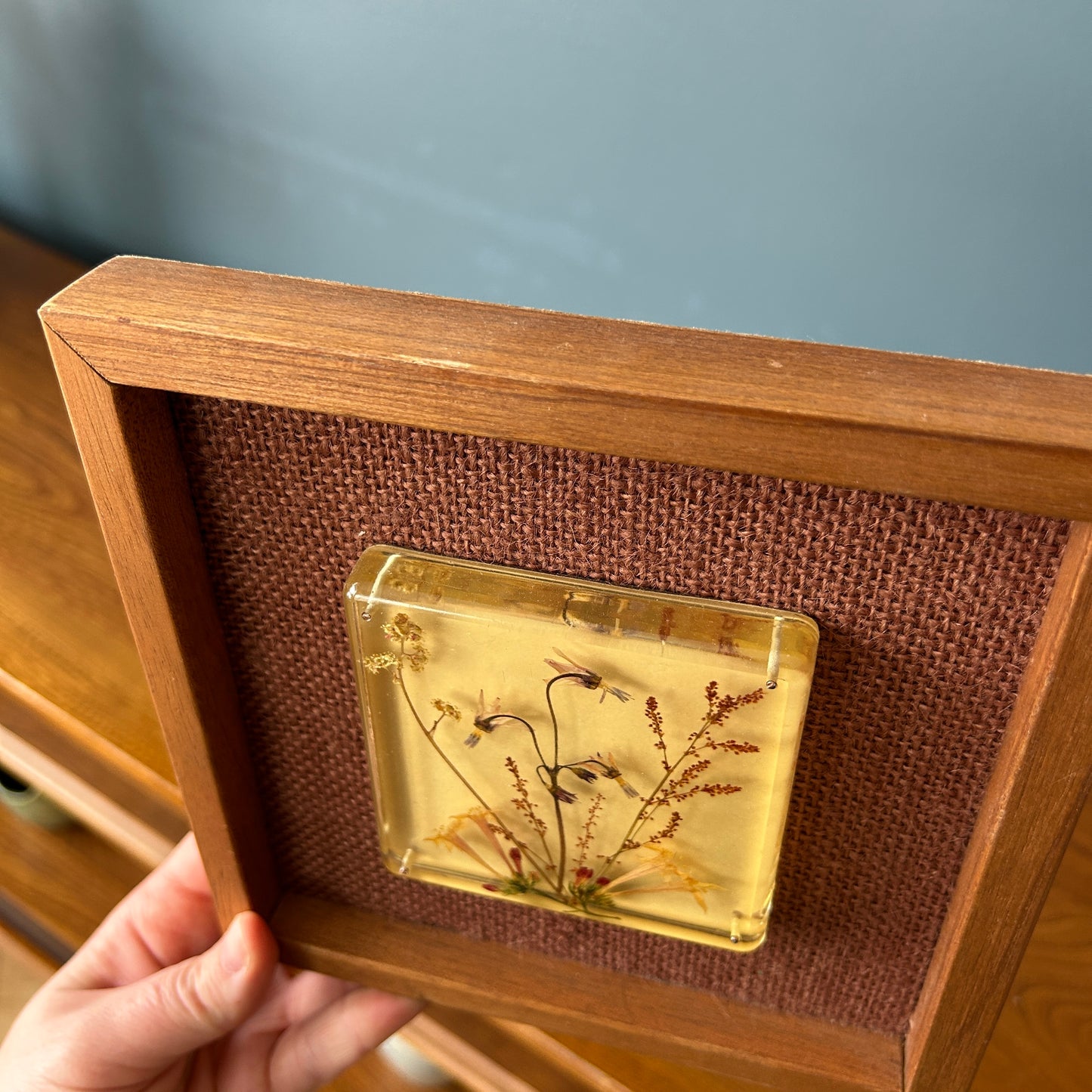 Vintage Dried Floral Art in Resin