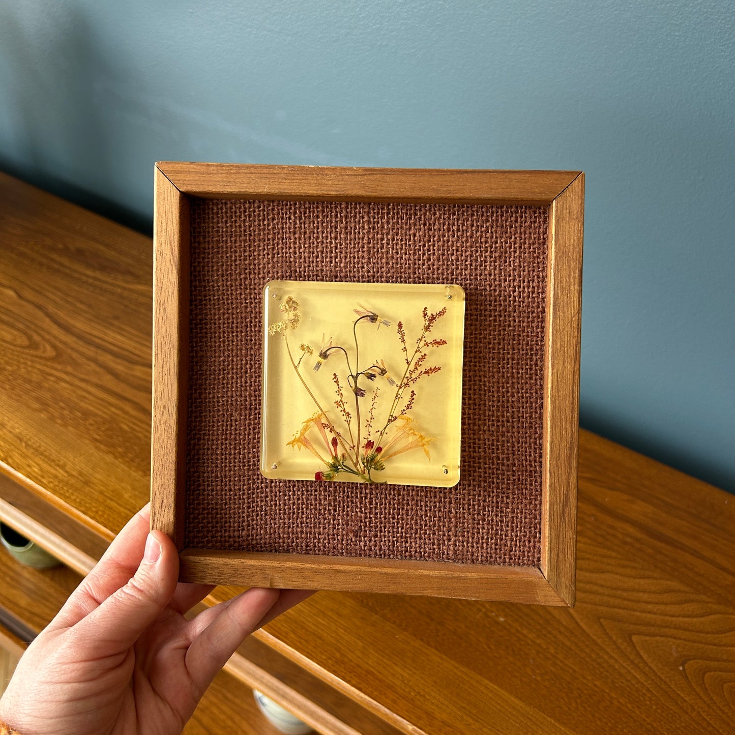 Vintage Dried Floral Art in Resin