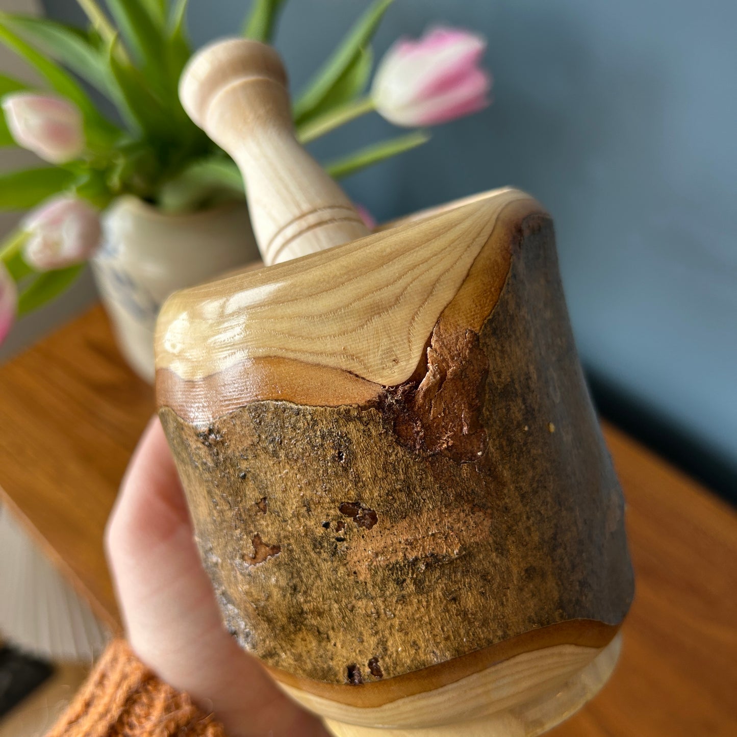 Hand Turned Mortar & Pestle