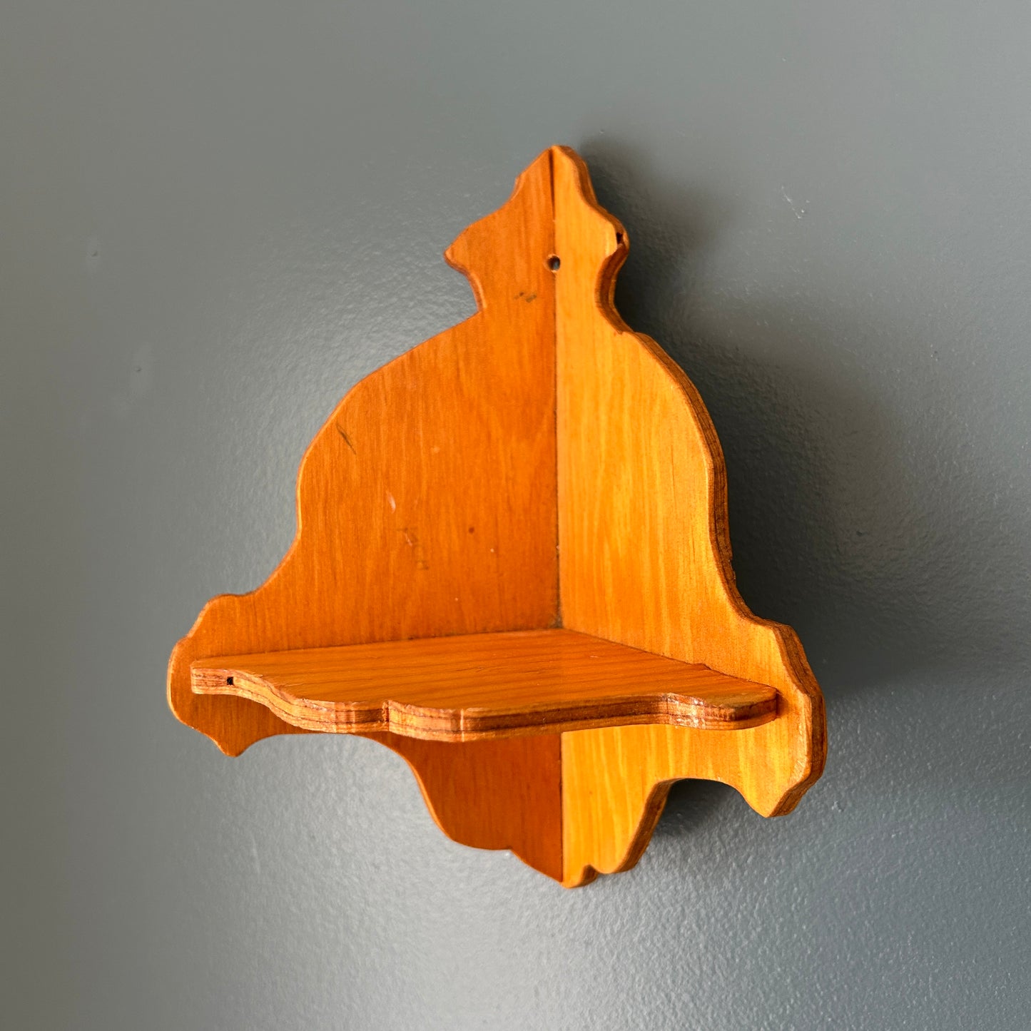 Rustic Wooden Corner Trinket Shelf