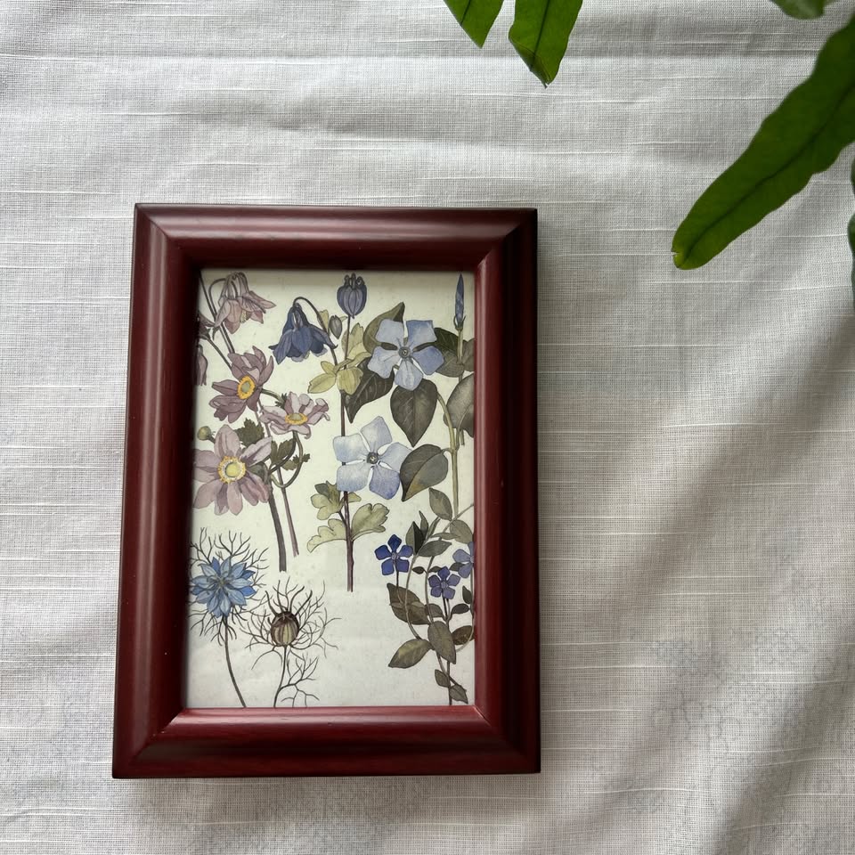 Vintage Floral Art Print | Wooden Frame