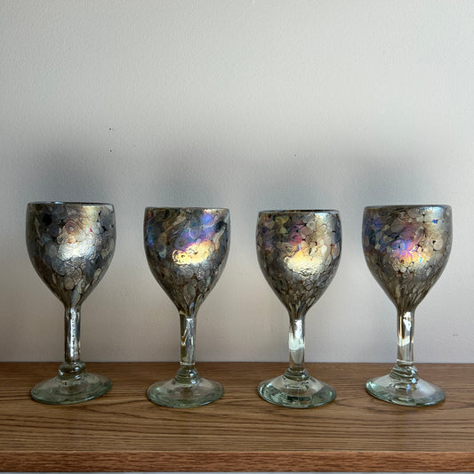 Vintage Art Glassware Wine Goblets | Iridescent