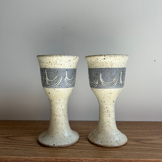Studio Pottery Wine Glasses | Set of Two