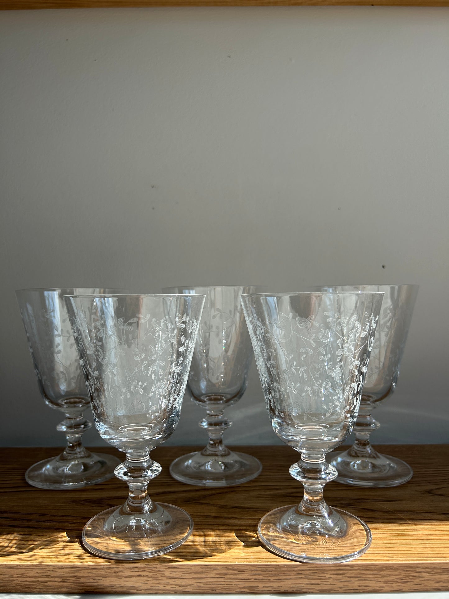 Vintage Crystal Glassware | Floral Pattern | Set of 5