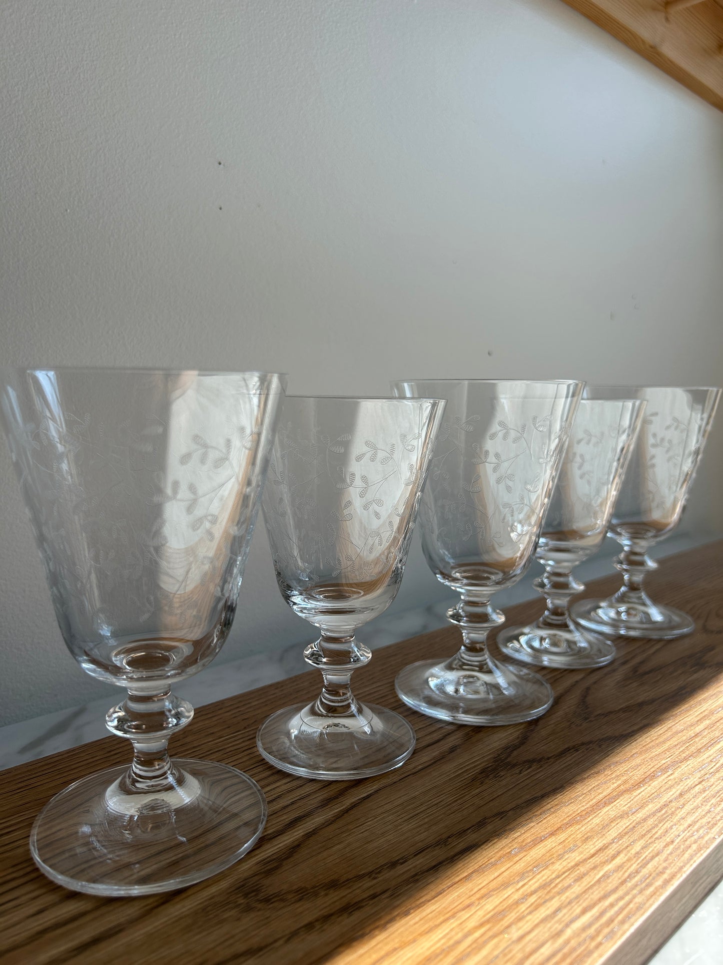 Vintage Crystal Glassware | Floral Pattern | Set of 5