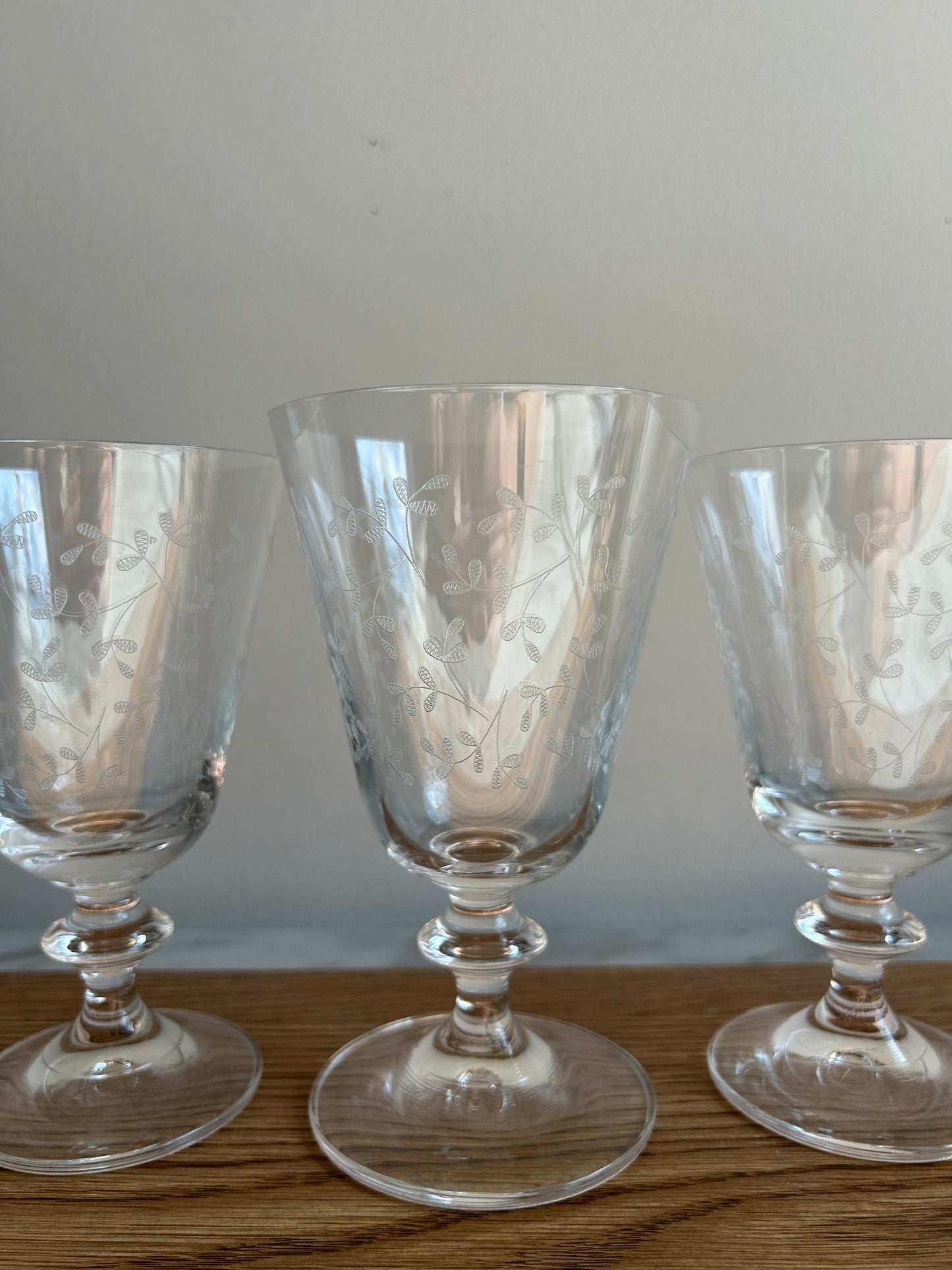Vintage Crystal Glassware | Floral Pattern | Set of 5