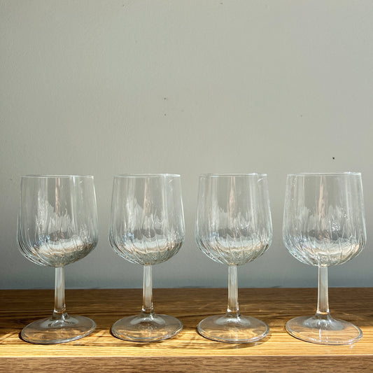 Vintage Textured Glassware | Wine Glasses | Set of 4