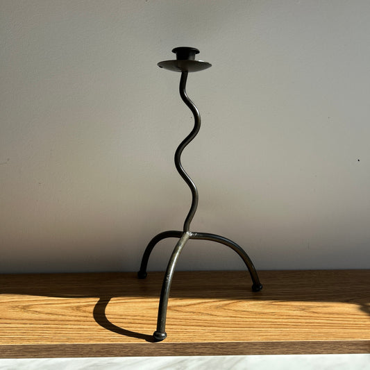 Vintage Post Modern Wrought Iron Candlestick Holder