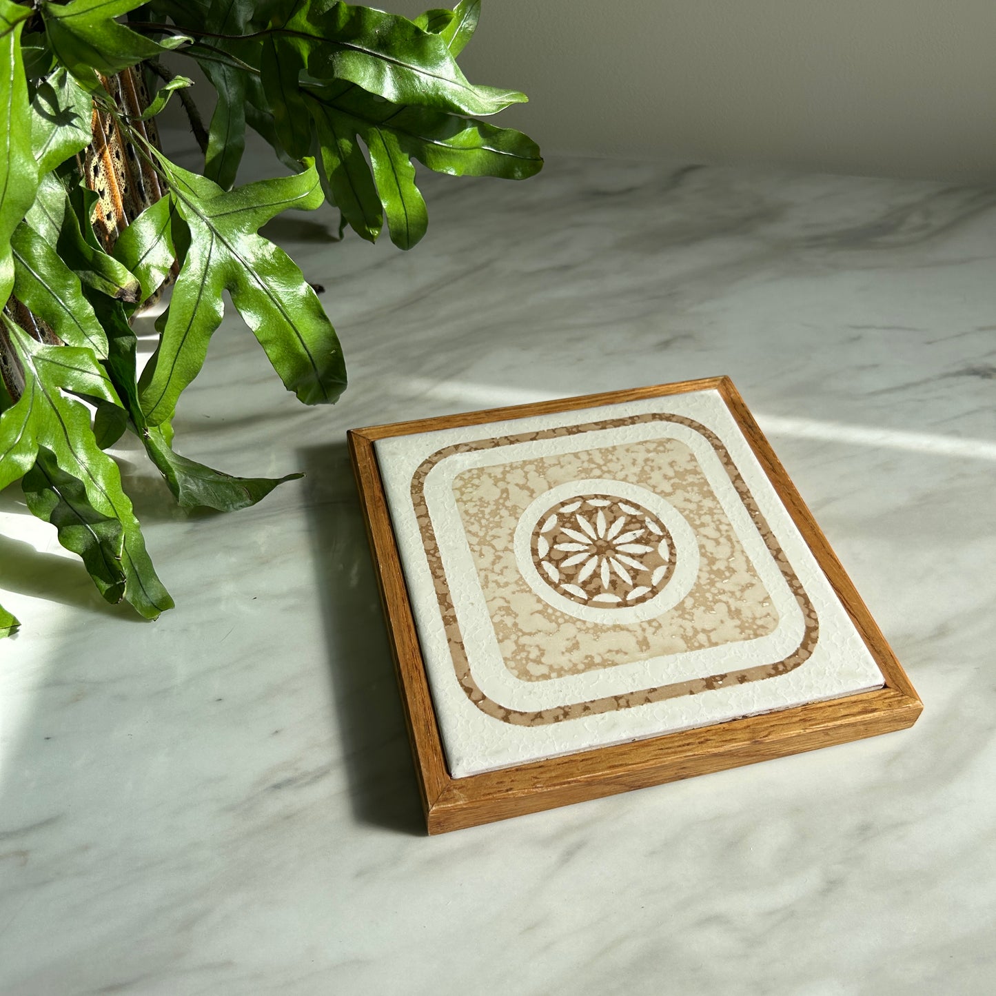 Vintage Tile Trivet | Wood Casing