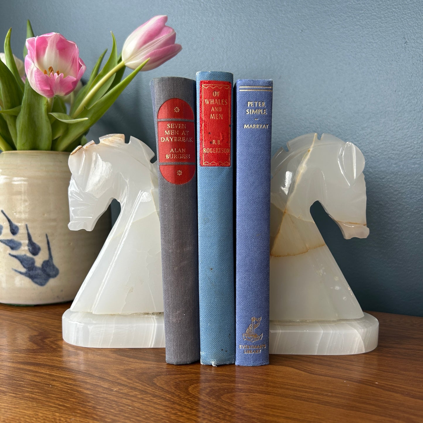 Vintage Onyx Horse Head Bookends
