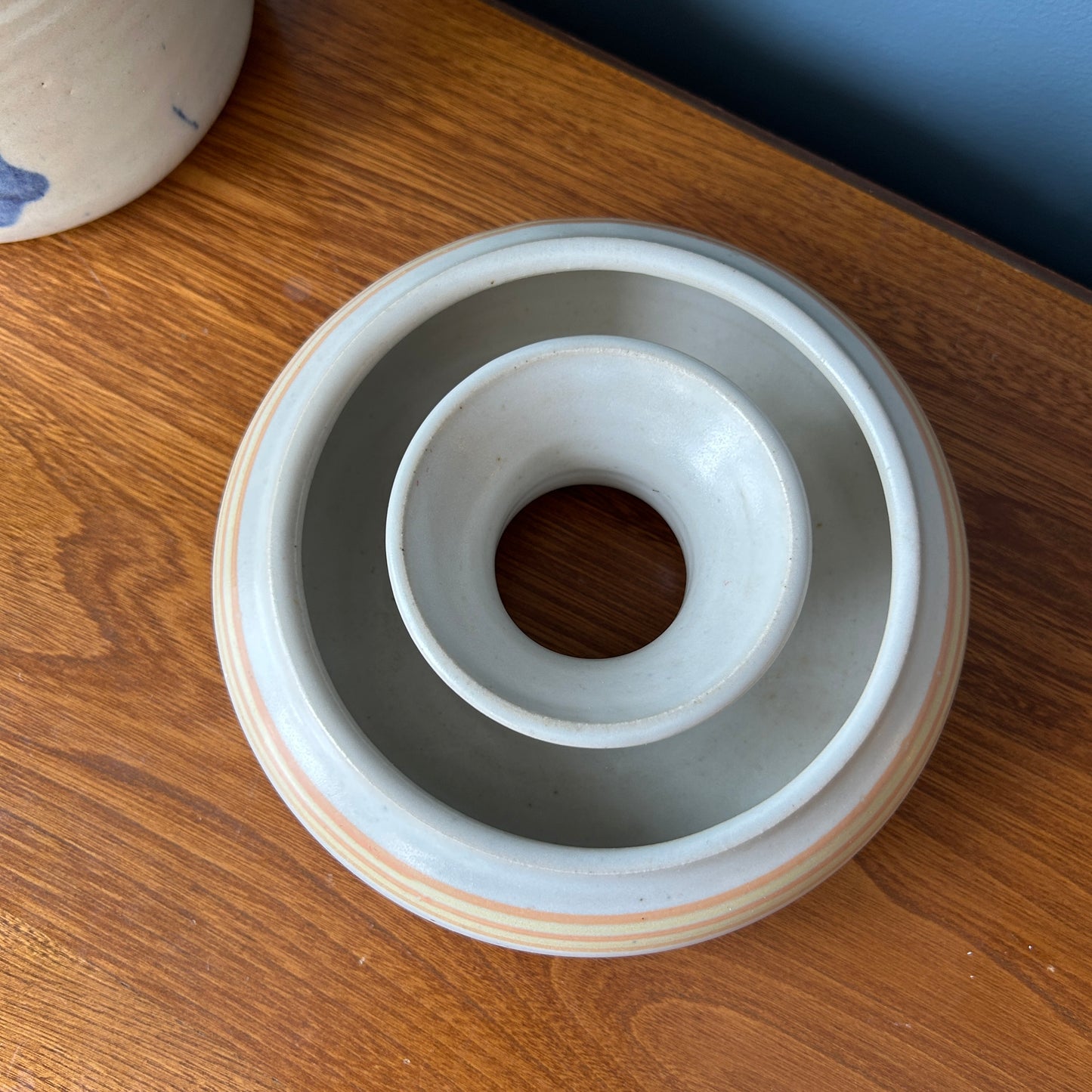 Vintage Ceramic Posy Ring Vase – Orange Striped